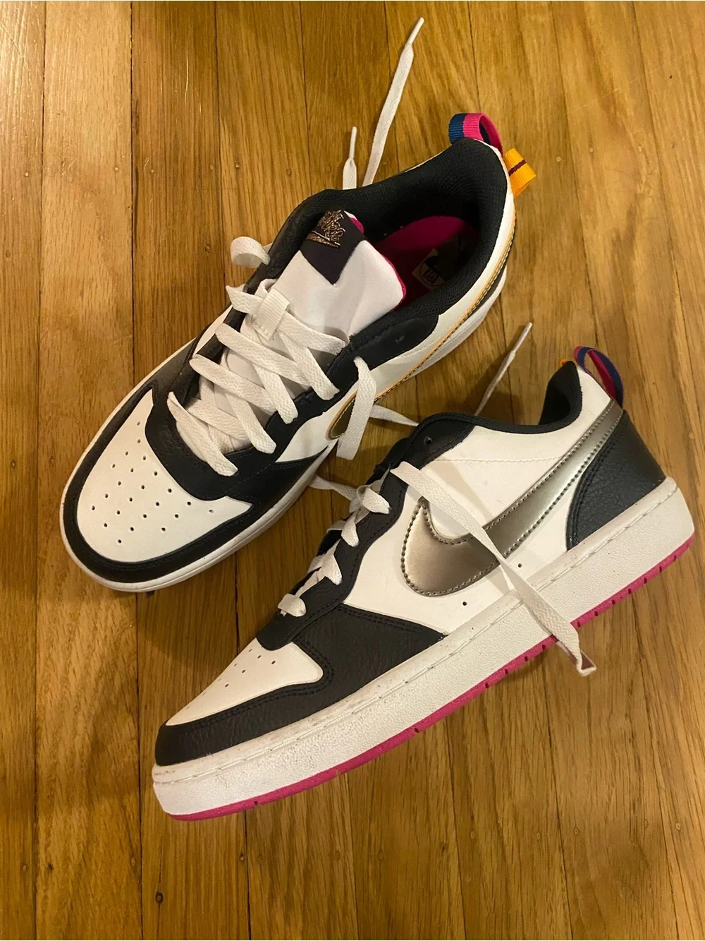 NEW Nike Court Borough 2 SE Low Summit White Pink Prime Youth Shoes